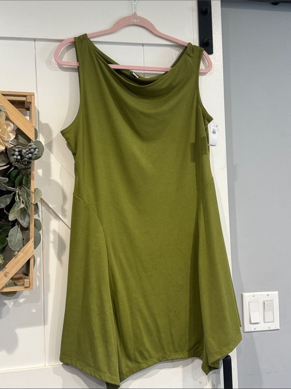NWT Old Navy size large 
Sleeveless Olive Green Cowl Neck Dress